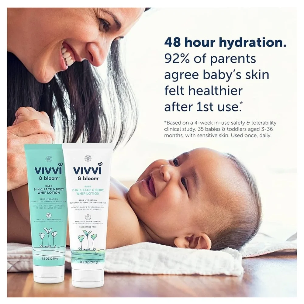 🍦HOST PICK🍦👶🏻👶🏽👶🏾Vivvi & Bloom Baby 2-in-1 face & body whip lotion sealed tube